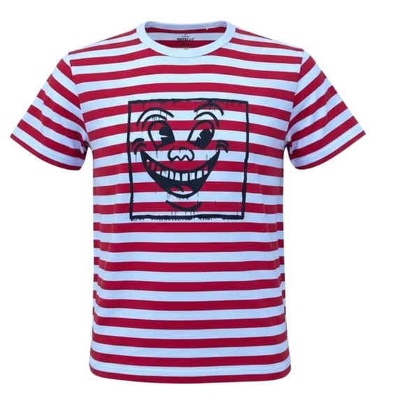 Uniqlo Other - 🎨 Keith‎ Haring x Uniqlo SPRZ NY Striped Tee 👕 Red White Art Face Print
